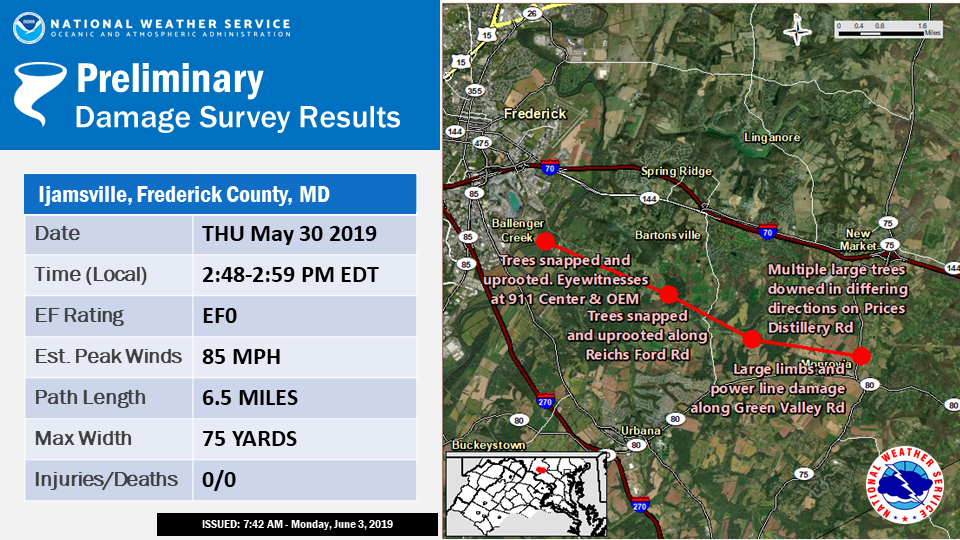 Two Tornadoes Confirmed From Thursday May 30th In North Central Maryland